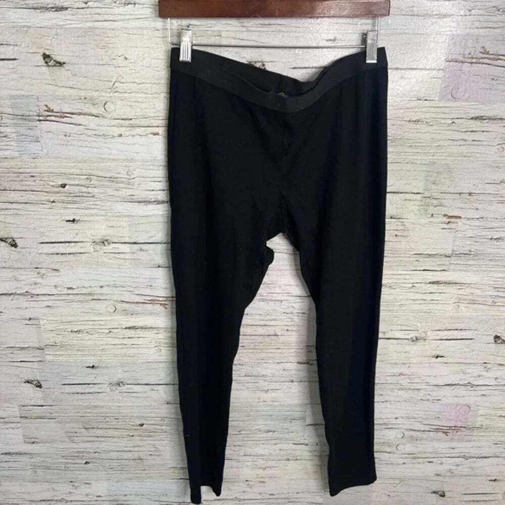 Eileen Fisher Lightweight Pullon Ankle Leggings Small Black Elastic Waist